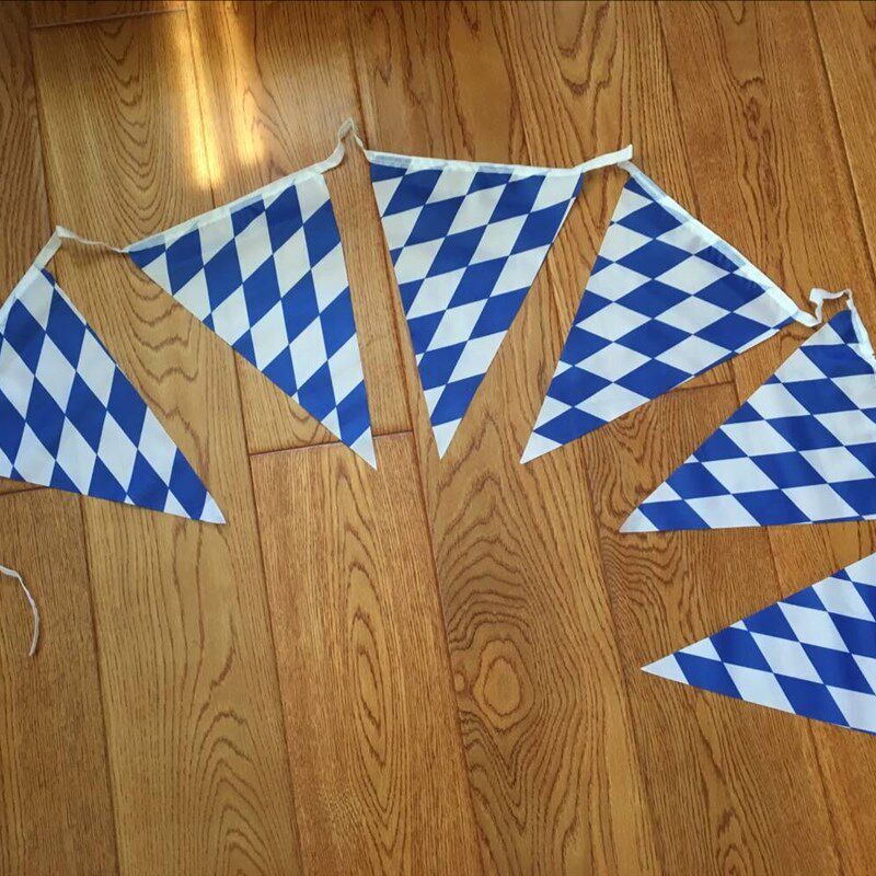 美食节啤酒节桌布置餐厅酒v店台布巴伐利亚串旗蓝白格小旗子餐桌