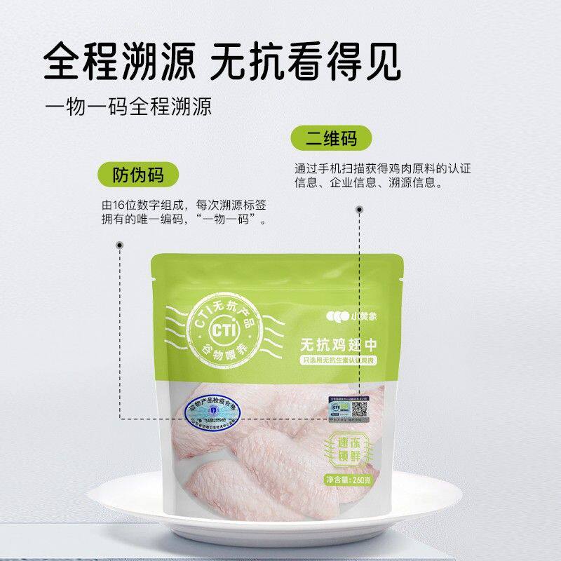 小黄象单冻鸡翅中生鲜鸡肉儿童开学早餐食品JR 包冰率不含冰