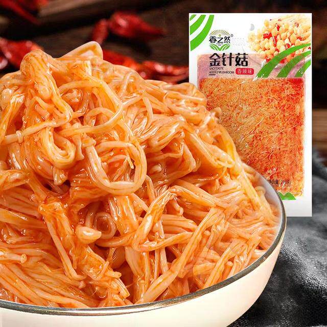 8袋*200克香之然香辣味金针菇美味开胃开袋即食调味即食下饭菜