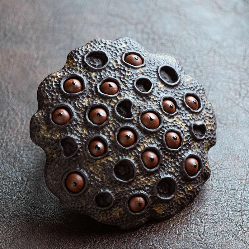 宜兴紫砂茶宠莲蓬手工仿生老莲子雕塑工艺品摆件茶具配件杂件