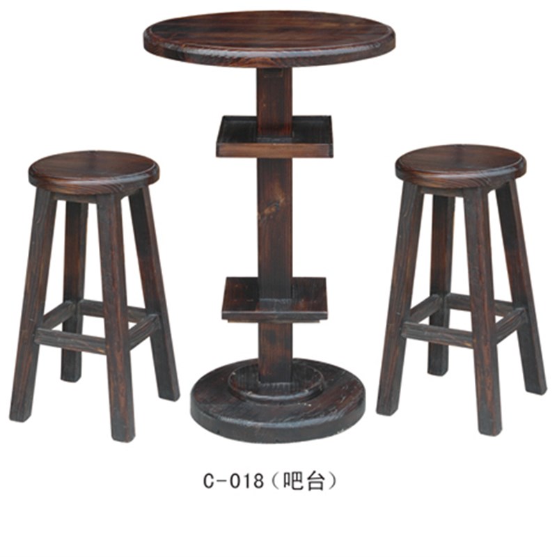 实木吧台凳/炭烧木酒吧家具/酒吧桌凳/悠闲户外桌椅/木吧桌凳