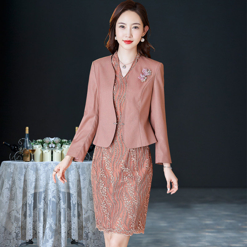 洋气中年时尚改良旗袍套装裙高端喜婆婆婚宴妈妈礼服两件套连衣裙