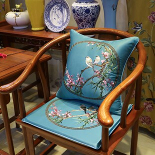 中式坐垫红木沙发椅子带靠背垫薄款太师椅实木餐椅茶馆.茶室圈椅