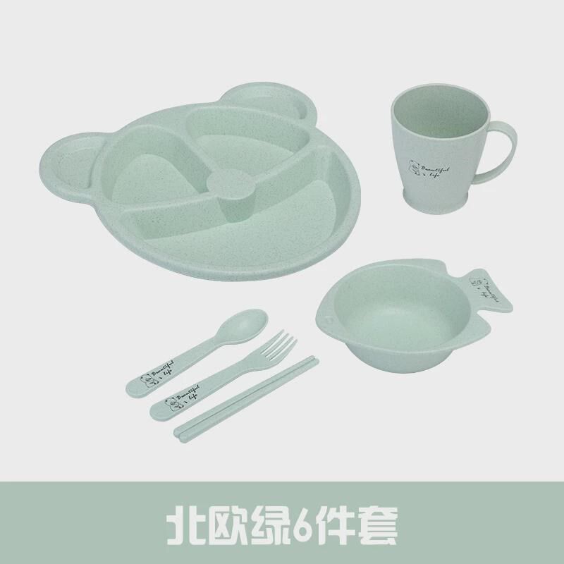 可秸秆宝宝餐具套装儿童餐盘分格卡通防摔小麦爱婴幼儿园吃饭新款