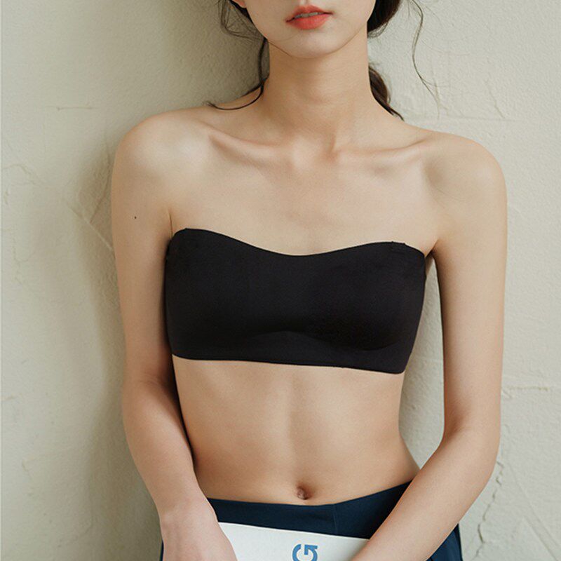 无肩带隐形防滑聚拢内p衣女生抹胸裹胸大胸显小胸无痕夏天薄款夏