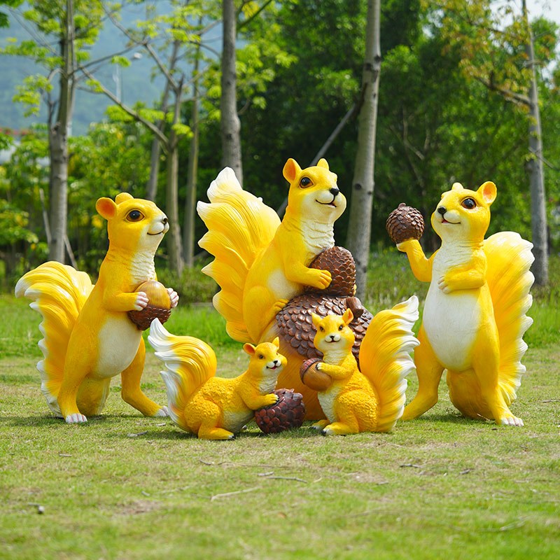 户外仿真松鼠雕塑园林景观小品玻璃钢动物摆件庭院园艺工艺品装饰