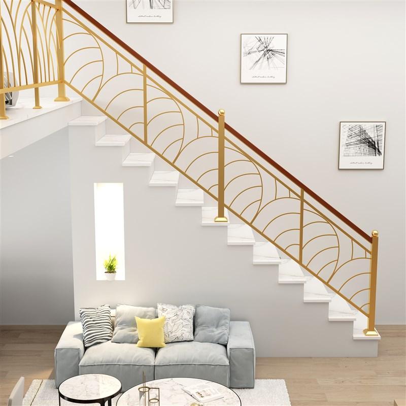 铁艺楼梯扶手实木简约现代家用室内防护栏杆飘窗阁楼户外阳台围栏