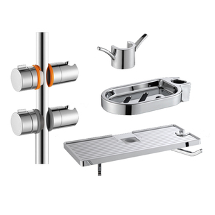 淋浴花洒置物架淋雨浴室洗澡免打孔升降杆花洒座沐浴托盘收纳篮子