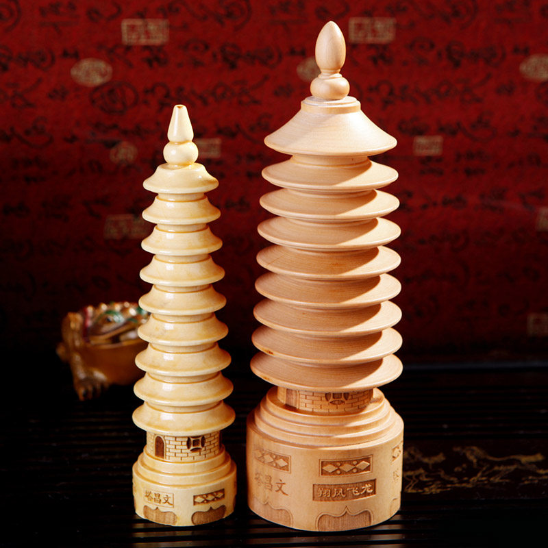 妙如意 桃木九层文昌塔摆件圆形9层文昌宝塔书桌办公装饰品