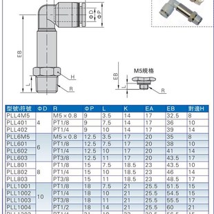 AirTAC 加长型螺纹弯头 PLL10 接头 亚德客 原装