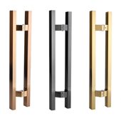 甄选玻璃门把手黑色不锈钢玻璃门拉手推拉地簧门偏位马蹄脚方管大