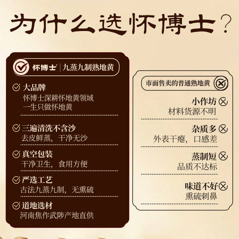 怀博士熟地黄九蒸九晒河南焦作产地特产配料干净可即食可煲汤