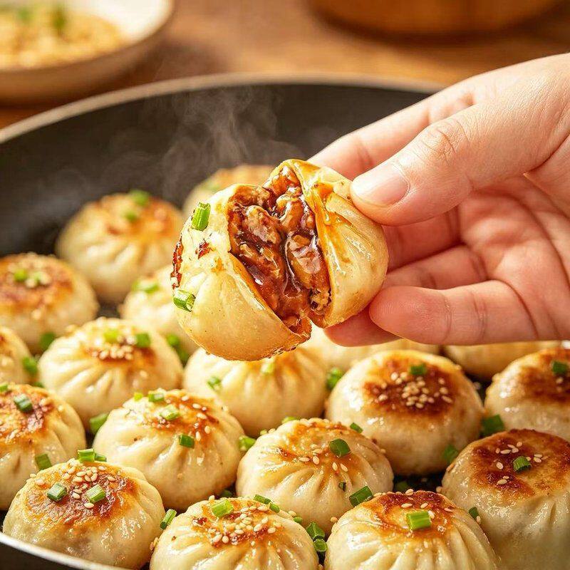 【买100个送100个】特色小吃拇指生煎包200个煎烤蒸炸早餐小笼包