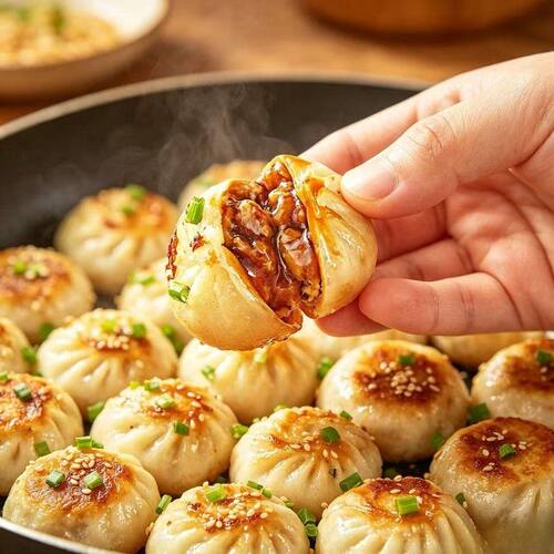 【买100个送100个】特色小吃拇指生煎包200个煎烤蒸炸早餐小笼包
