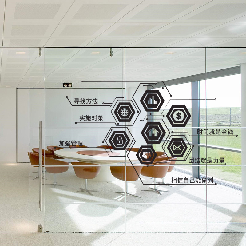 定制办公室玻璃门贴纸企业文化公司移门窗隔断磨砂玻璃贴膜静电贴