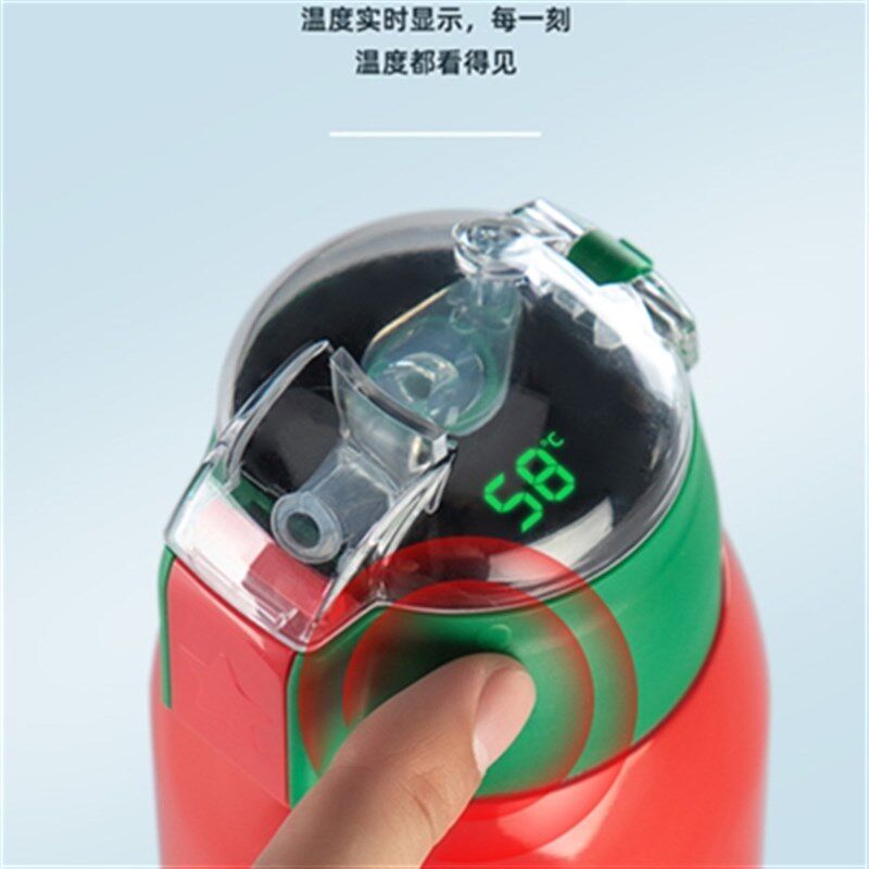 新款智能卡通水壶儿童保温杯带吸管小孩水杯婴儿学饮杯两用智能杯