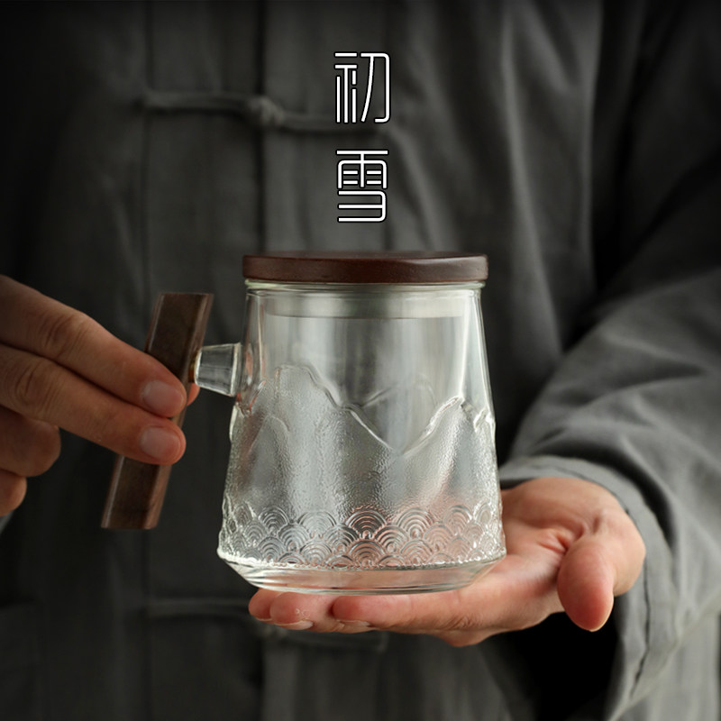 个人男士茶水分离泡茶杯办公室水杯大容量茶道杯单人玻璃杯子