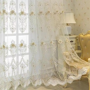 豪华窗帘欧式 纱帘浮雕绣花奢华大气卧室N阳台落地百搭纱帘透