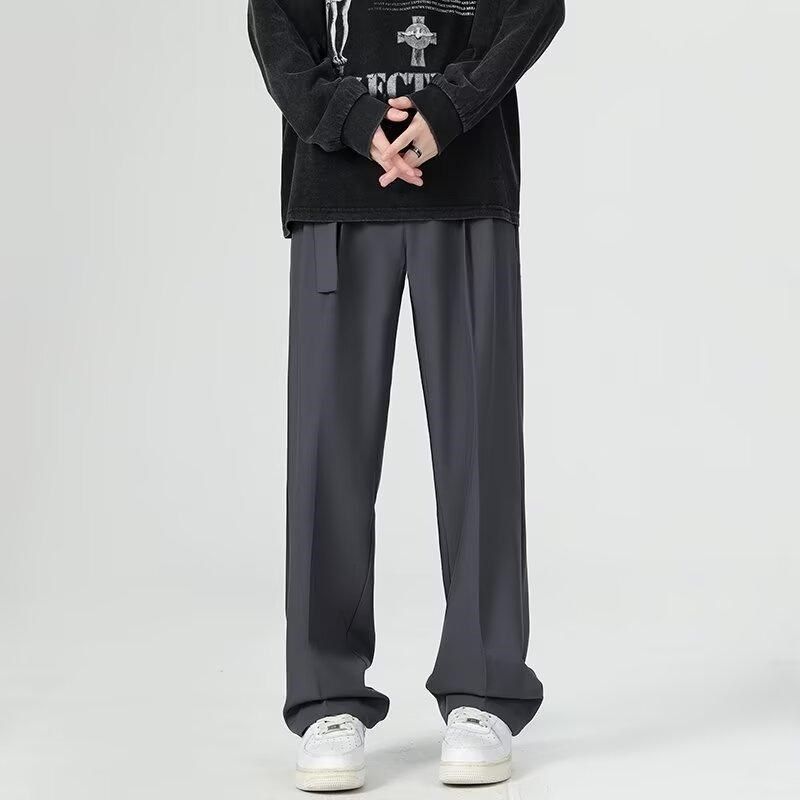 春秋季新款垂坠感西裤男款夏季高级感免烫宽松直筒阔腿裤休闲长裤