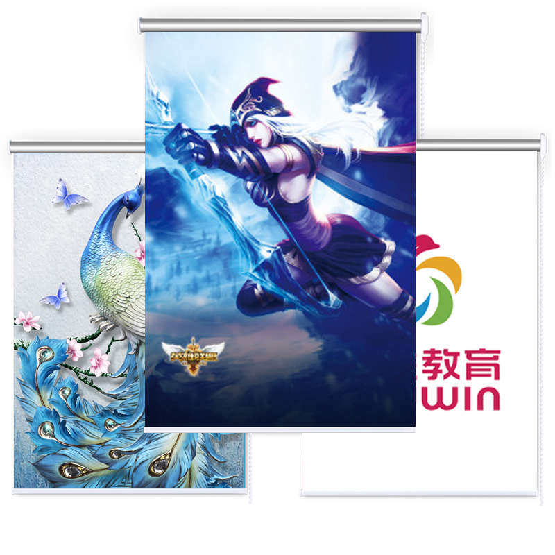 定制广告卷帘logo窗帘升降手拉办公室工程遮光遮阳图案橱窗电动