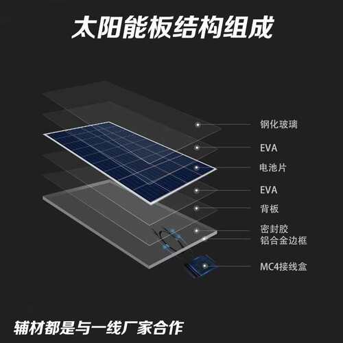 单晶12V太阳能发电板100W家用光伏电池板200瓦充电板18伏太阳能板