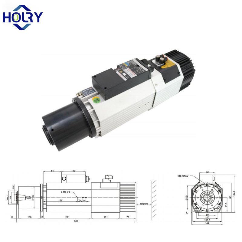 自动换刀主轴电机SPAF-9.0KW木工加工中心风冷换刀电主轴方形