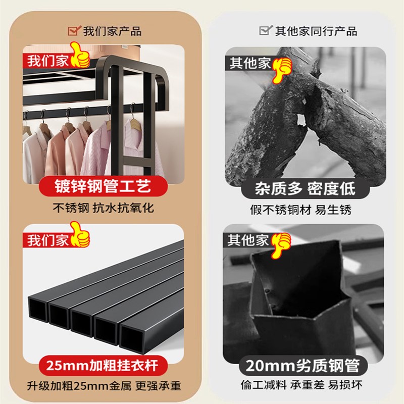 挂衣架落地衣帽架简易室内晾衣架子2024新款可移动阳台卧室置物架