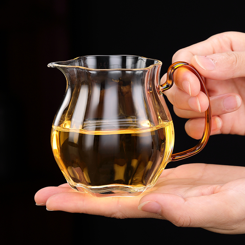 耐热玻璃公道杯泡茶杯带把手防烫带茶漏套装分茶器茶海茶水杯
