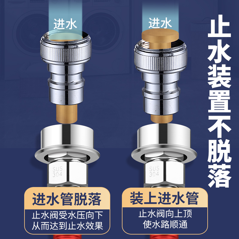 不锈钢全自动洗i衣机进水管加长延长软管金属上水防脱落接头配件