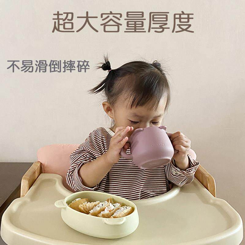 韩国宝宝套餐盘副品汤匙儿辅食学食婴吃训练勺矽MDT0011胶碗儿童