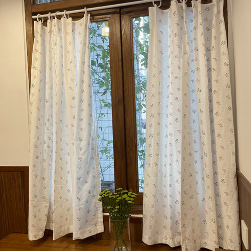 法式小清新cins风田园碎花卧室飘窗窗帘出租屋隔断门帘免打孔半帘