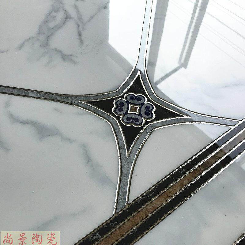 新款镀拼花瓷抛砖银客厅地全瓷通体砖过道入户玄简关无限晶砖约地