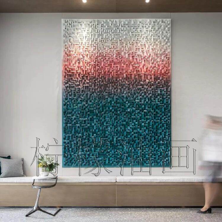 壁现RRV简约客厅画样板房店酒配画手工制作代立体实物画木块画装