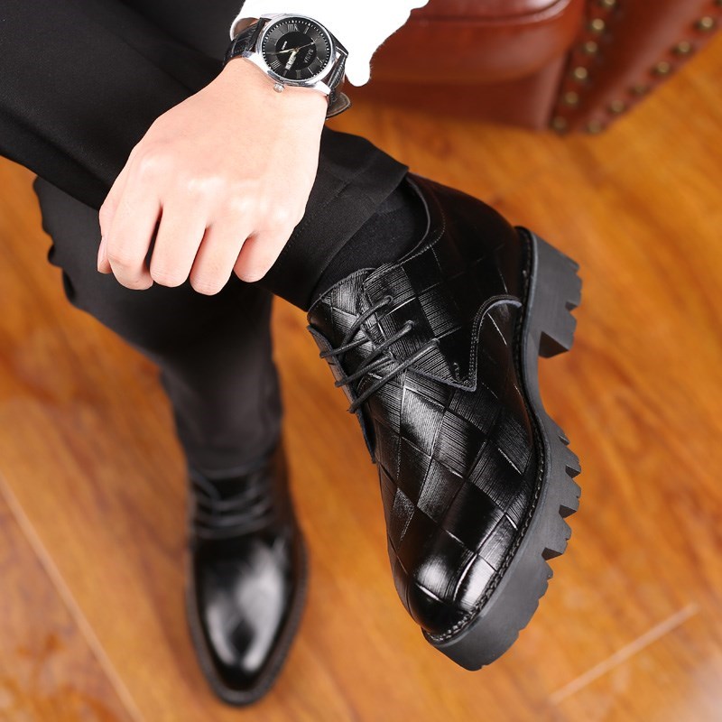 冬季加绒男士内增高皮鞋棉鞋增高鞋男英伦商务男鞋正装韩版8cm6cm