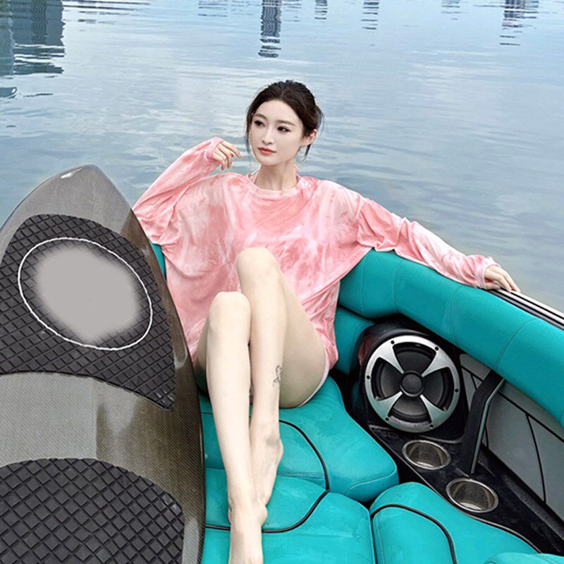 2024新款泳衣女三件套罩衫遮肉显瘦分体韩版遮肚长袖粉色显白温泉