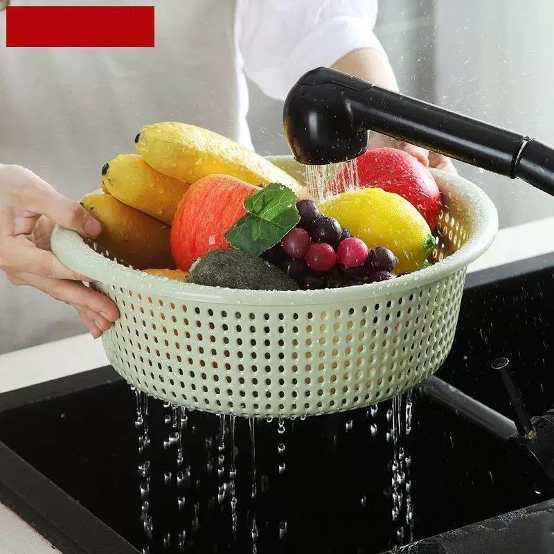 洗菜篮塑料镂空洗菜筐沥水篮子大号圆形水果篮厨房家用Y超厚沥水