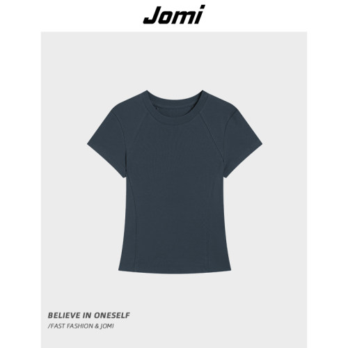 【夏天粉丝专享】JOMI夏季新款女士简约百搭基础款圆领短袖T恤J26