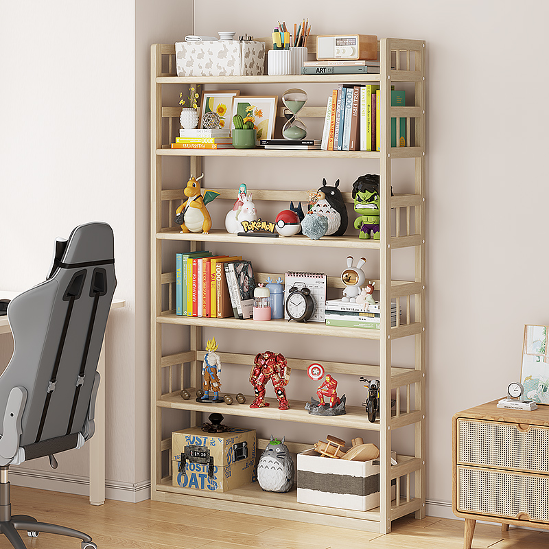 书架子书柜儿童卧室多层实木置物落地收纳家用书桌旁分层隔板办公