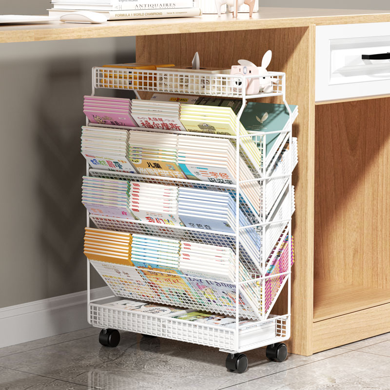 多功能书桌下置物架带轮可移动学生教室书本收纳神器桌边书架