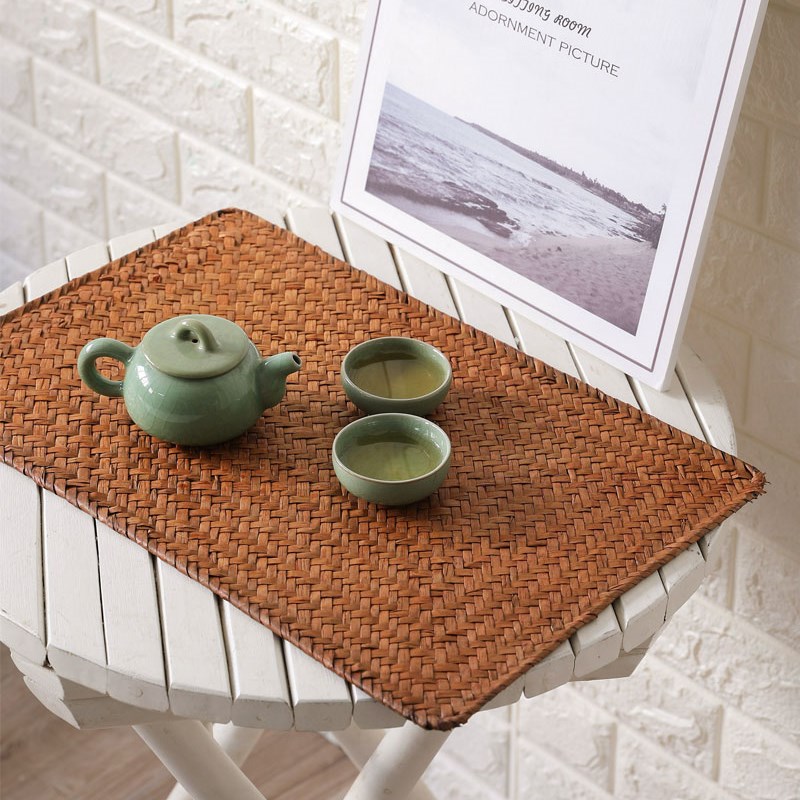 手工编织蒲草垫子 碗垫防烫杯垫 简约茶席草编餐桌隔热垫子