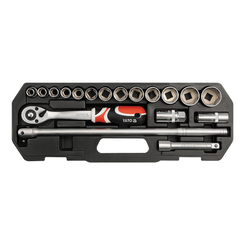 易尔拓 1/2DR铬钒钢18件套套筒扳手组套 机修套装YT-3870