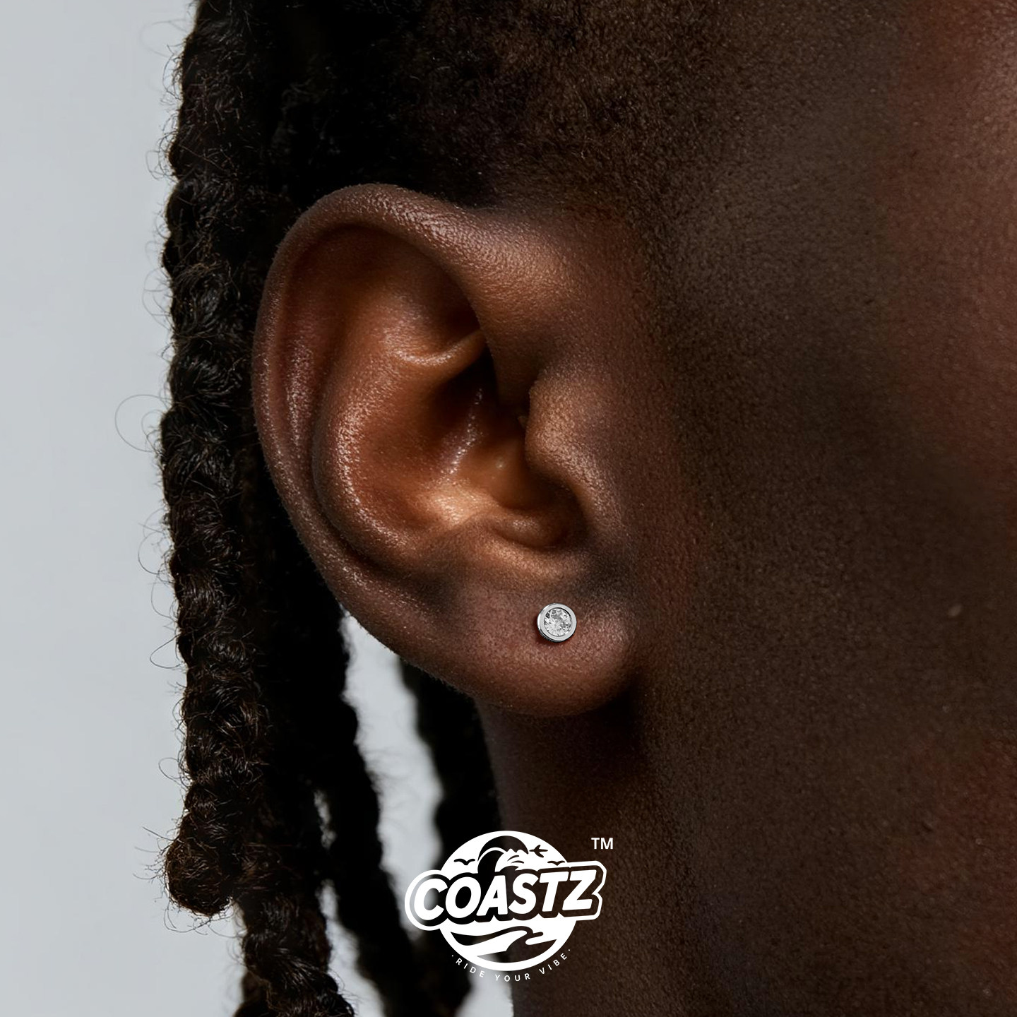 CoastZ钻石耳钉男款925纯银高级感足银耳饰女养耳洞免摘耳骨蜗钉