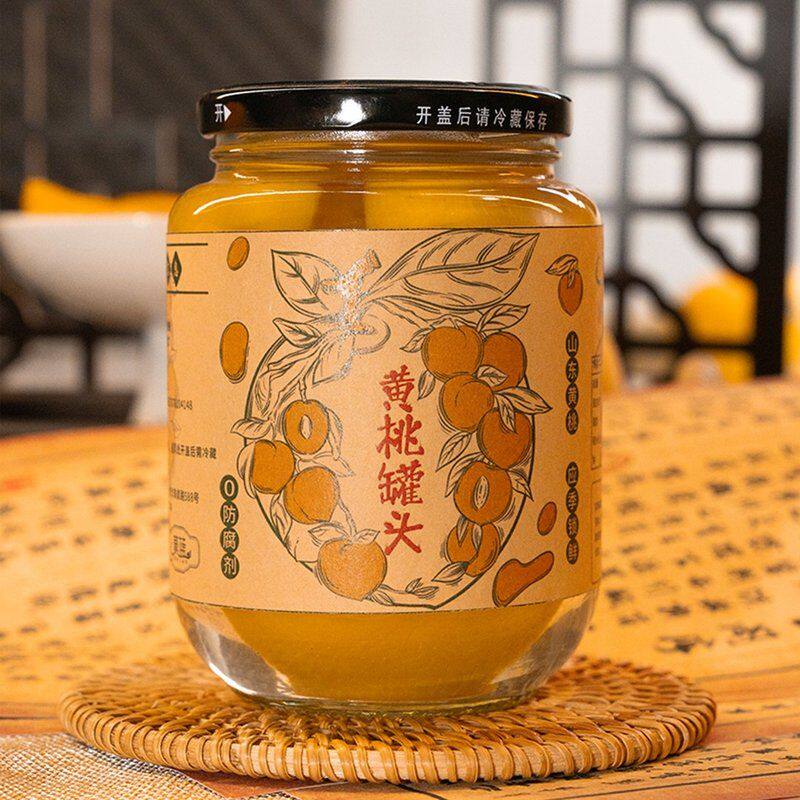 水果黄桃玻璃罐头510g*4瓶食品营养鲜果休闲爆汁解馋新鲜零食