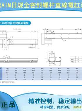 AIMSW-70-100-1605/1610/1620/C5日規半密式螺杆直线电缸滑台模组