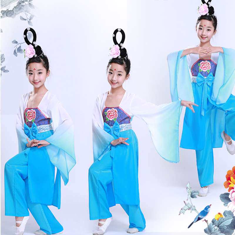 儿童桃夭妖演出服七仙女古装贵妃醉酒秧歌舞服装红豆古典舞蹈新款