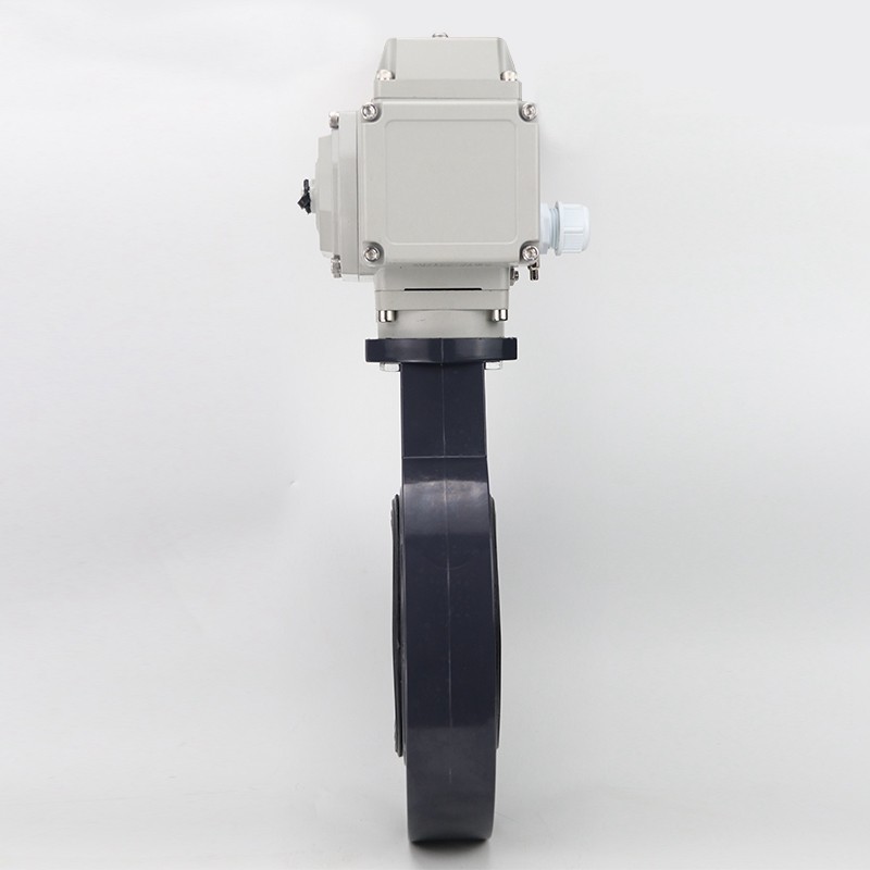 电动pvc蝶阀 D971X-16S upvc塑料阀门耐酸碱腐蚀63 75 90 110 160