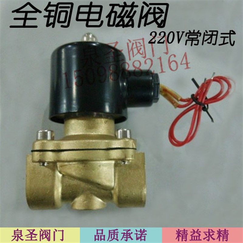 常闭电磁阀 全铜水阀 AC220V 2W 气阀 电动阀门4分6分DN32 40 50