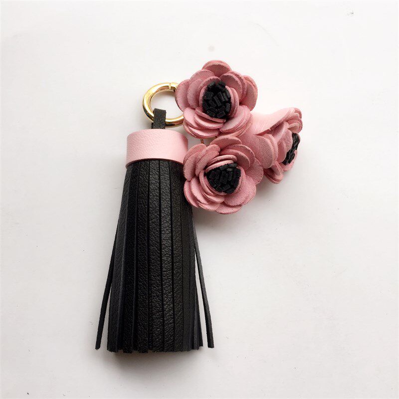 手工花朵新品 真皮流苏女包挂件 时尚包包挂饰 创意礼品DIY配饰