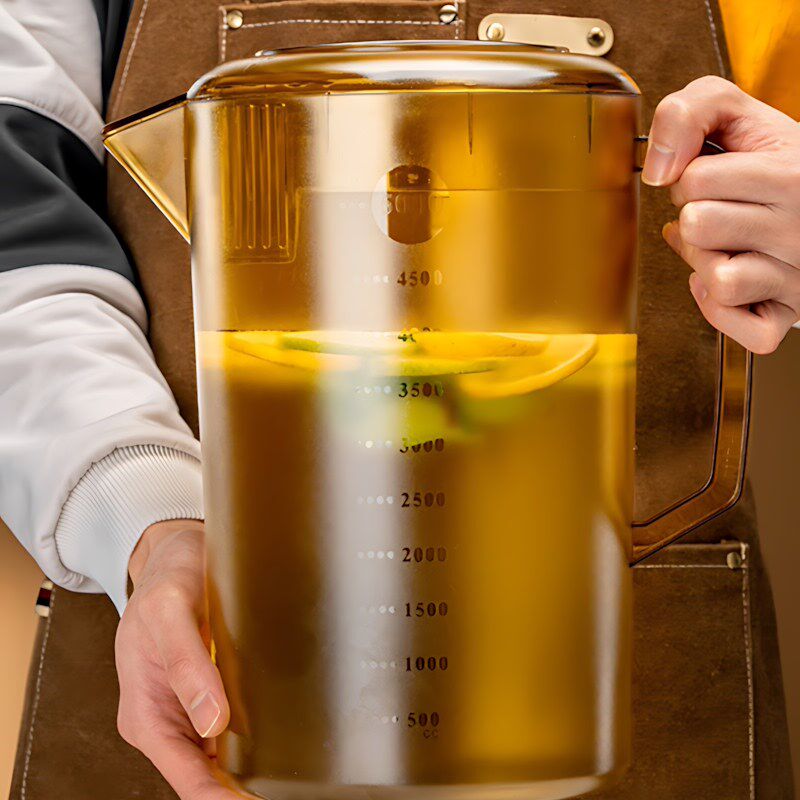 量杯奶茶店f亚克力PC带刻度带盖有把手商用泡茶桶大容量耐高温