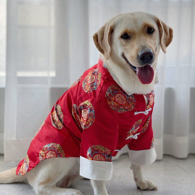狗狗衣服大型犬喜庆中国风衣服拉布拉多金毛新年唐装衣服宠物衣服